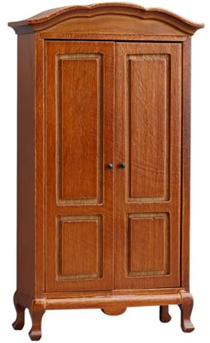 Armoire miniature de collection pour maison de poupée, armoire en bois, figurine avec porte fonctionnelle, modèle à l'échelle 1/12, meubles miniatures pour maison de poupée