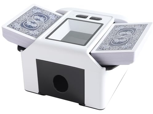 Cevikno Kartenmischmaschine Elektrische, Geräuscharmer und wiederaufladbarer Kartenmischer für 2 Kartensätze Kartenspiele, Texas Hold'em, Poker, Pokerkarten, Skyjo, UNO, Heimkartenspiele, Blackjack