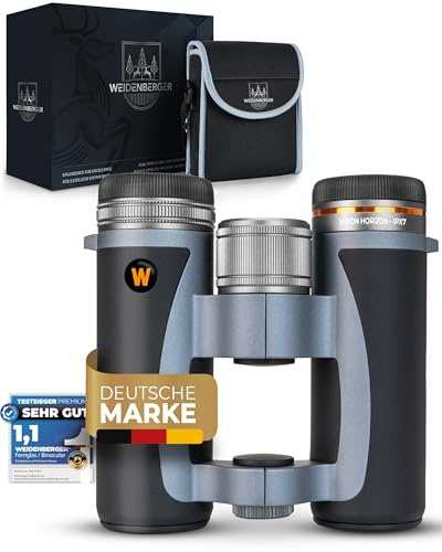 Weidenberger Fernglas 12x32 [TESTSIEGER], Wasserdicht nach IPX7, Nitrogengefüllt & stoßfest, Fernglas für Erwachsene, BAK4 HD Prisma + FMC Objektiv, auch für Brillenträger geeignet (Schwarz, 12x32)