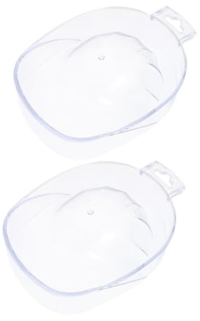 2 Cuencos de Remojo de Manicura de Acrílico para Quitar Esmalte | Transparente, para Salón y Uso en Casa, Ayuda a Suavizar Cutículas y Retirar Uñas Postizas