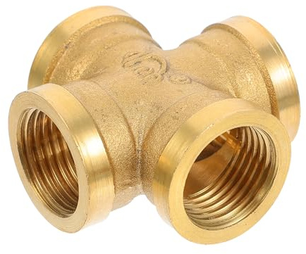 JECOMPRIS Raccordo in Ottone Vie Filettato Incrocio per Tubazioni Acqua Aria Combustibile Attacco Rapido Resistente Alte Temperature per Impianti Idraulici e Irrigazione