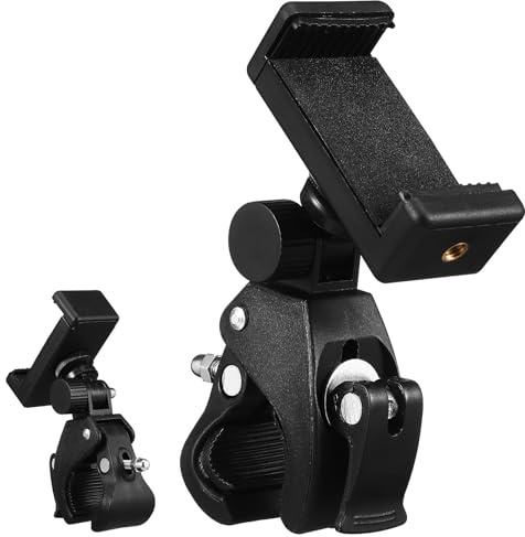 PRETYZOOM Verstellbare Mikrofon und Smartphone Halterung mit 180° Drehung Schwarze Klemme für Mikrofonstative und Handyhalter Kompatibel für Aufnahmen und Live Auftritte