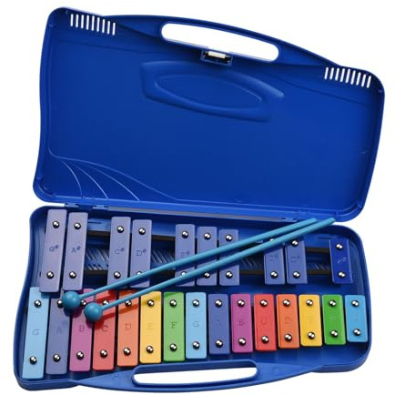 ERYUE Buntes Glockenspiel mit 25 Noten, Xylophon-Schlaginstrument für Kinder, Klarer Ton mit Etui für Kinder, Musikalisches Lernspielzeug Babys (Blau)