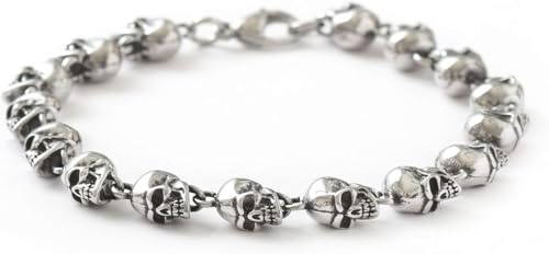 Hanary Stainless Steel Skull Bead Strand Bracelet