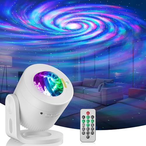 Generico Proiettore Stelle Soffitto, LED Lampada Proiettore Stelle 180° Regolabile, 33 Combinazioni di Nebulose con Musica Bluetooth, Timer e Telecomando per Decorazione Stanza/Festa