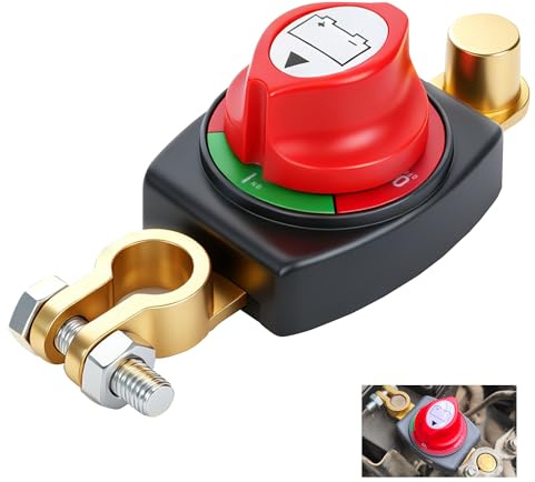 Batterie Trennschalter 12V 24V 48V mit erhöhten Batteriepolen – Batteriehauptschalter, Batterietrennschalter, Autobatterie Trennschalter & Wasserdichter Batterieschalter für Auto LKW Motorrad Yacht