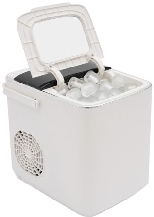 Macchina per cubetti di ghiaccio piccola da 1,5 l, con pulizia automatica, 9 cubetti di ghiaccio in 6-8 minuti, capacità di 108 cubetti di ghiaccio, silenziosa, per casa, ufficio, cucina (bianco)