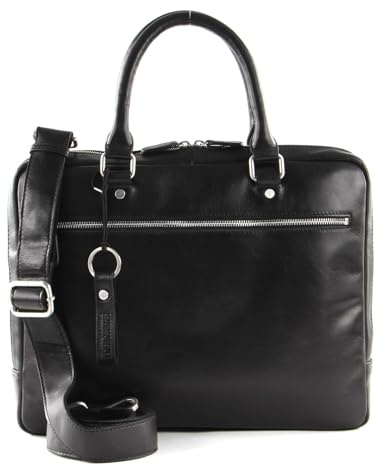 Leonhard Heyden Leder Businesstasche mit Laptopfach Cambridge Zipped Briefcase 1 Compartment Black schwarz