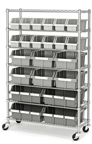 Seville Classics Commercial 7-Tier Platinum/Gray NSF 22-Bin Rack Storage System