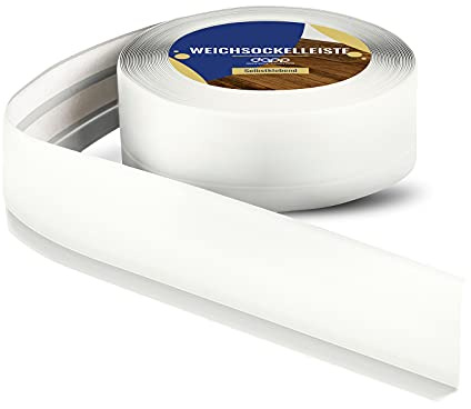 DQ-PP WEICHSOCKELLEISTE – 5m – weiss – 50x15mm – PVC – selbstklebend – Knickwinkel Fussleisten Gummileiste Sockelleiste Winkelprofil Abschlussleiste Bodenleiste