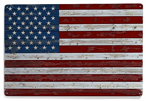 Lantern Press 12x18 Inch Metal Sign, Distressed American Flag