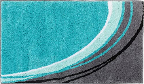 Erwin Müller Badematte Mykonos, Badteppich, Badvorleger rutschhemmend türkis Größe 60x100 cm - kuscheliger Hochflor, für Fußbodenheizung geeignet (weitere Farben, Größen)