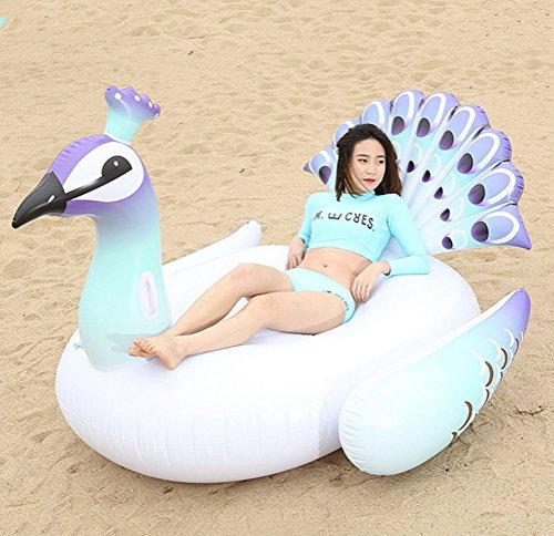 Maison Jardin Schwimmring, Pfau, Bad, Schwimmring, groß, aufblasbar, für Poolpartys, aufblasbares Spielzeug, Party, Pool, Weiß, 150 x 105 x 100 cm