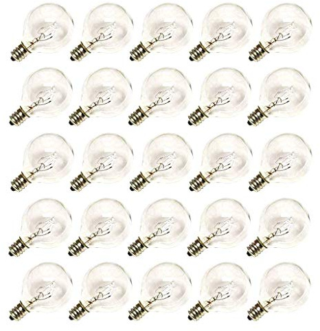 Romasaty G40 Replacement Bulbs,Globe Clear Screw Base Replacement Outdoor Light Bulbs,UL Listed for Indoor/Outdoor,1.5-Inch,5Watts/110V/E12 Base,25 Pack