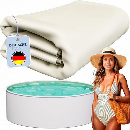 poolomio PVC-Poolinnenfolie, hochwertige kältebeständige Folie für den Pool, geeignet für Stahlwandpools mit Ø 460 x 120 cm, Stärke: 0,6 mm, runde Poolfolie