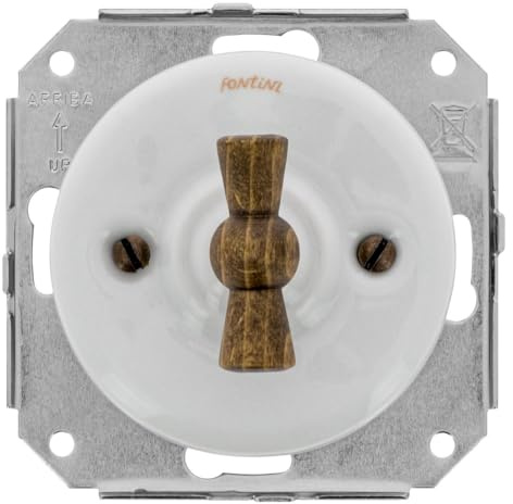Fontini GARBY COLONIAL - Double Va & Vient Porcelaine Blanche Manette Bois Hêtre Réf. 31302213