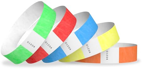 2,000 WristCo Tyvek Wristbands for Events – 5-Color Variety Pack – Tamper-Proof Design Prevents Reuse – Premium-Grade Bracelets for Hospital & Medical ID, Party, VIP Identification