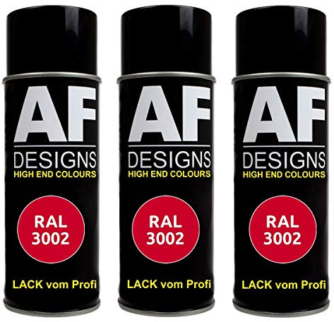 Alex Flittner Designs 3x RAL Lackspray Autolack Buntlack Spraydose RAL3002 KARMINROT matt