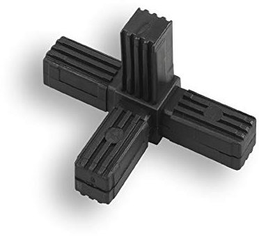 1 connecteur pour tube carré raccord de tuyau croix avec sortie plastique/polyamide noir (30 x 30 x 2,0 mm, 4 broches)