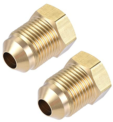 sourcing map Brass Pipe Fitting, 3/8 SAE Flare Male 1/4 SAE Female Thread, Tubing Adapter Connector, for Air Conditioner Refrigeration, 2Pcs