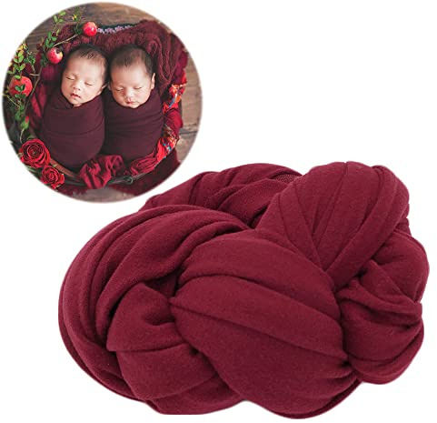 Zeroest Newborn Photography Outfits Props Stretch Wraps Newborn Photography Wrap for Baby Boys Girls Newborn Photoshoot Posing Wrap Blanket (Wine)