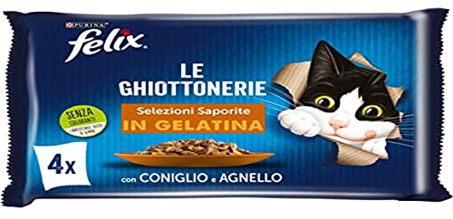 Purina Felix Le Ghiottonerie Cibo Umido per Gatti con Coniglio e Agnello, 48 buste da 85g
