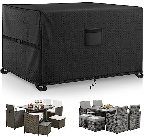 Kovshuiwe Gartenmöbel Abdeckung,135x135x74cm Schutzhülle Gartenmöbel Wasserdicht,Winddicht,UV-Beständiges,420D Heavy Duty Winddicht,Schutzhülle Abdeckplane,Abdeckplane für Gartenmöbel Outdoor