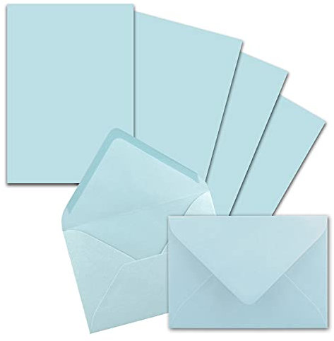 25x Briefpapier-Sets DIN A5 mit C6 Briefumschlägen - Hellblau - Nassklebung (Blau) - mattes Schreibpapier mit Kuverts - FarbenFroh by GUSTAV NEUSER