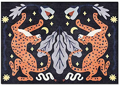 SRTJURFG Kinderteppich große Baby-Spieldecke modernen Design Baby Krabbeldecke Cartoon niedlicher Waldtier Leopard 160×200M