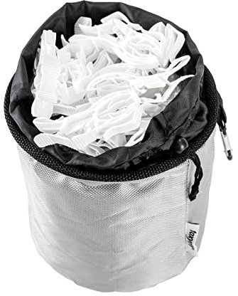 Foxydry Peggy Bag, Premium Wäscheklammerbeutel mit 16/32 Wäscheklammern, Wäscheklammerbeutel aus Stoff. Grau (32 Wäscheklammern)