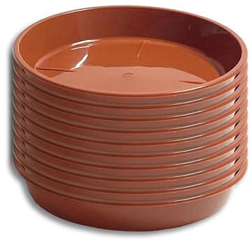 10 x Untersetzer für Blumentopf Blumenkübel Pflanztopf rund 9 verschiedene Größen in 2 verschiedenen Farben zur Auswahl (Ø 11 cm, Terracotta)