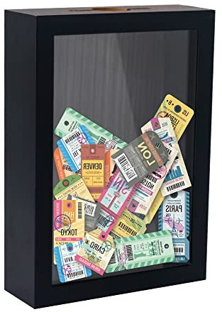 FramePro Reise-Schattenbox mit Schlitz, Filmreise, Sportveranstaltungen, Konzert, Tickets, Trinken Schwarz 13 x 18 cm