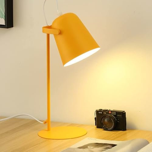 Tigrun Desk Lamp Desk Light Reading Light Modern Led Table Lamps Iron Eye Protection Desk Lamps Student Led No Stroboscopic Creative Girl Bedside Lamp Reading Lamp (Color : Geel)