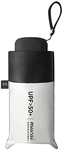 OAICIA Ombrello Pioggia Pieghevole Ombrelli da Viaggio mini Ombrello da Borsa Ombrellino Protezione UV Ultraleggero per Uomini, Bambini, Donne - Bianco