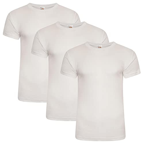Keanu Mens Thermal T Shirt - Pack of 3 - Winter Warm Brushed Underwear Short Sleeve Top Baselayer - Sizes S M L XL 2XL (White, Extra Large)