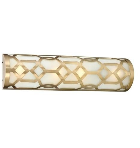 Bailey Street Home Contemporary 1 Light Bathroom Light in Aged Brass and White Glass Half Cylinder Shade