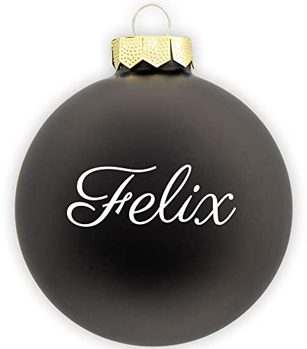 Coverlounge Christbaumkugel personaliert aus Glas | Weihnachtskugel mit Name| Ø 6cm oder 8cm in Schwarz (Matt) | 20 Verschiedene Schriften