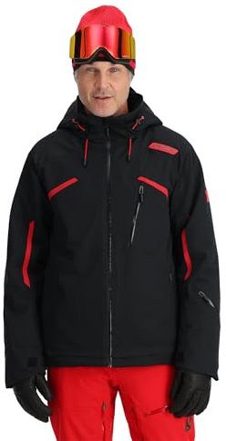 Spyder Herren Leader Isolierte Skijacke mit Kapuze, Schwarz, S