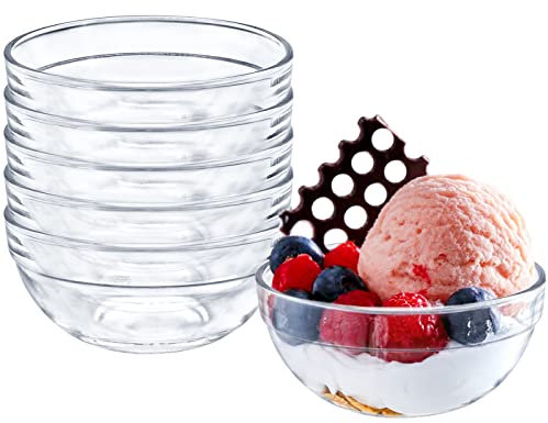 Uooker Small Glass Dipping Bowl, 6 Pcs Round Clear Glass Condiment Pots for Jam, Snack, Spices, Chutney, Creams, Soy, Relish Sauce