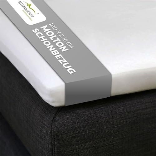 G BETTWARENSHOP – Molton Schonbezug für Matratzen-Topper – Spannbettlaken für Matratzen mit 4-10 cm Höhe – Matratzenschoner aus 100% Baumwolle – Matratzenauflage für Boxspringbett 180x220 cm