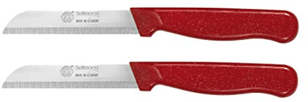 GGS Solingen Knife Set - Vegetable, Fruit, Tomato, Steak - Serrated, Dishwasher Safe, German Stainless Steel Chef Kitchen Knives (Red Set of 2)