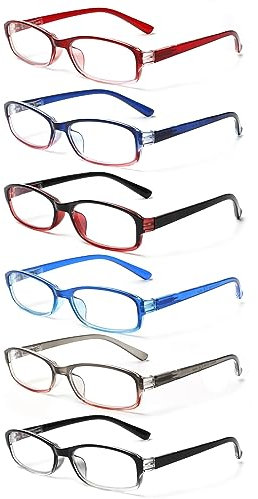 COJWIS 6 pack Lesebrille Blaulichtfilter Brille für Damen und Herren Federscharnier Lesehilfe Blendfreie UV Brille (6 Farbe Mischen, 2.0)