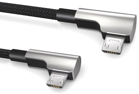 0,15m Micro auf Micro USB OTG Kabel, Winkelstecker, für Fahrradcomputer von Bosch Intuvia, Nyon 1, Kiox, Yamaha, Datenkabel, Ladekabel, USB 2.0, Schwarz