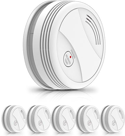 BSEED Detector de Humo WiFi,Detector de Alarma de Humo Inteligente,Compatible con Alexa y Google Home,Notificaciones en Tiempo Real,Cumple con Las Normas EN 14604,Alarma de 85 dB(6 Piezas)