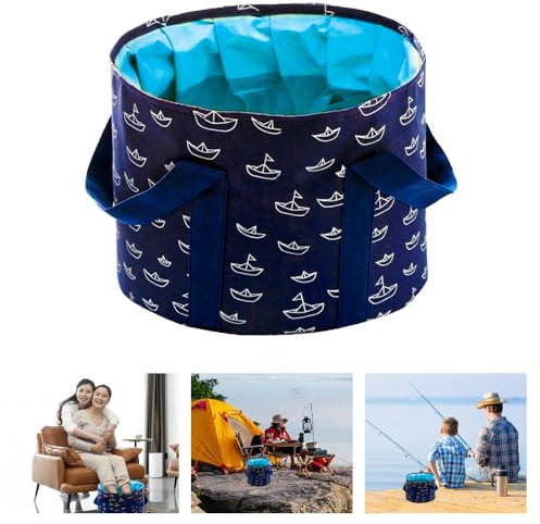 ADERTOS Collapsible Bucket for Soaking Feet, Portable Travel Foot Bath Tub Foldable Feet Bath Spa Bowl Folding Massage Barrel Foot Spa Home Pedicure Basin for Camping Washing Fishing (22 L)