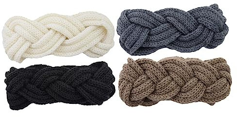 CALLARON 4 Stück Gestrickte Stirnbänder Für Damen Warmes Ohrenwärmer Haarband Aus Wollgarn Elastisches Zopfdesign Für Outdoor Aktivitäten Wie Skifahren Und Laufen