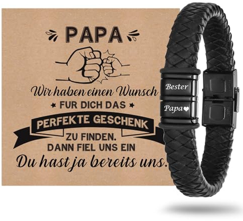XUANPAI Vatertagsgeschenk Armband Herren mit Gravur Bester Papa - PAPA Armband Armbänder für Herren Männer Schmuck Herren Ideales Papa Geschenk für Vater DAD Geburtstag Hochzeitstag