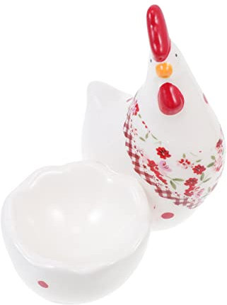 QTANZIQI Plateau à œufs en céramique pour Poussin, coquetiers à pocher, Support à œufs durs, Assiette à coquetiers, Plat à œufs pour Animaux, coquetier en Porcelaine, œuf doré, Blanc, céramique,