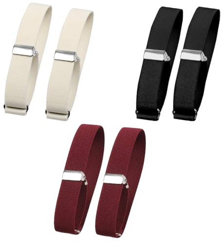 Hugwish 6 pcs Ärmelhalter für Damen und Herren, Hemd Ärmelhalter mit Schnalle, Khaki oder Braun, Unisex, für berufstätige Erwachsene