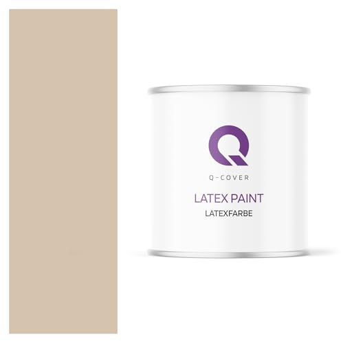 Q-COVER Latexfarbe 2L Beige – Matte Innenfarbe für Wand & Decke, Klasse 3, Hohe Deckkraft, Scheuerfest